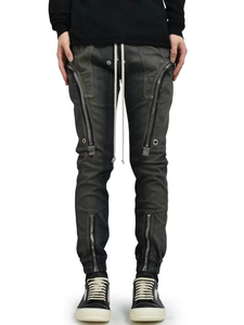 Jeans en denim pour hommes HaiYao 2026, coupe skinny, style vintage, multi-poches, fermetures éclair, streetwear, hip-hop, Y2K, OEM ODM, haute qualité - Product Image 1