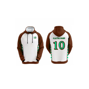 Maillot de football personnalisé sublimé, blanc, marron, vert, rayé, à capuche, imprimé géométrique, manches courtes, anti-humidité, haute qualité - Product Image 3