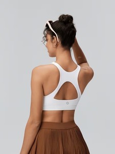 Women Keyhole Back Sports Bra Scoop <b>Neck</b> Workout Yoga Crop Top Teardrop Cutout Fitness Gym Tank Removable <b>Pads</b> Activewear - Product Image 6