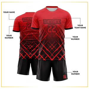 Camiseta de Fútbol Sublimada Personalizada, Tejido de Malla Transpirable, Uniforme de Fútbol con 95% Poliéster y 5% Elastano, Flexible para Entrenamiento en Equipo - Product Image 2