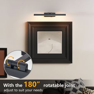 16-Inch Black Modern LED <b>Bathroom</b> Vanity <b>Light</b> Dimmable Sconce for Wall Lighting with <b>Over</b>-the-<b>Mirror</b> Design - Product Image 6