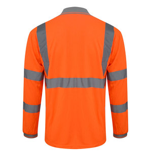 Chemise polo de travail à haute visibilité avec bandes réfléchissantes, uniforme de sécurité pour la construction, chemise polo à manches longues haute visibilité - Product Image 4