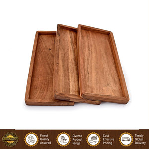 Plateaux rectangulaires en bois d'acacia naturel pour servir des aliments, des légumes et des fruits, idéaux pour la décoration de la maison - Product Image 4