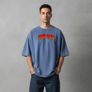 T-shirts Homme Grande Taille en Coton Lourd et Polyester, Manches Courtes, Épaules Tombantes, Respirants, Écologiques, Design Uni, Qualité Supérieure - Product Image 1