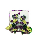 Boucles d'oreilles pendantes en forme de fleur de lys, ornées de perles et de strass, plaquées argent, style New-Orléans, pour festivals et soirées – Nouveauté très prisée