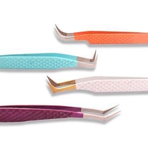 Pince à épiler d'extension de cils en vrac en acier inoxydable Logo personnalisé Meilleure pince à cils disponible en différents angles - Product Image 3