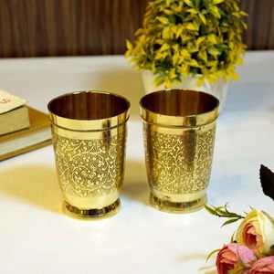Brass <b>Globe</b> Etched <b>Drinking</b> Glass Pital Water Tumbler Juice Glass Handmade Brass Glassware Tableware - Product Image 2