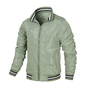Veste décontractée pour homme, style baseball, avec cardigan en polaire, couleur unie, veste aviateur pour homme, tissu tissé 100% polyester - Product Image 5