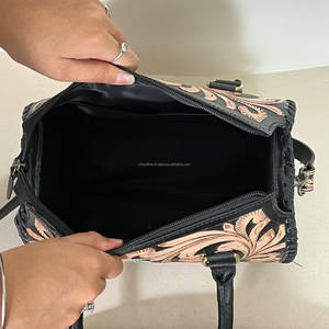 Bolso de Hombro Cruzado de Cuero Genuino de Alta Calidad, Tallado a Mano con Diseño Floral y de Hojas Estilo Western, para Mujer - Product Image 6