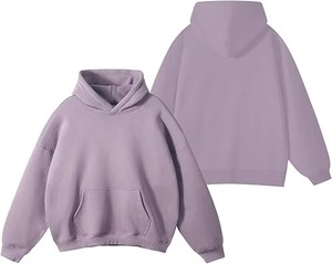 เสื้อฮู้ดสีเขียวมะกอกสำหรับผู้ชาย ทรงโอเวอร์ไซส์ ผ้าฝ้าย 100% เฟรนช์เทอร์รี่ สวมใส่สบายๆ ในฤดูใบไม้ร่วง สีพื้น มีกระเป๋า - Product Image 3