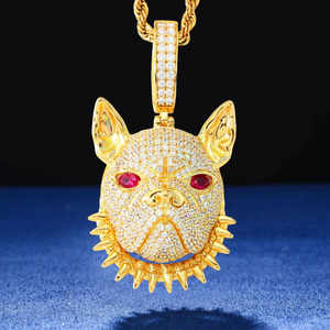 Pendentif Tête de Chien en Moissanite GRA Plaqué Or 18K, Breloque Hiphop Iced Out, Bijou Unisexe pour Usage Quotidien - Product Image 1