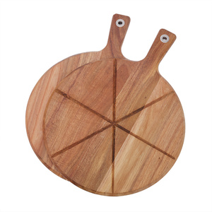 Best Quality Round <b>Shape</b> Pizza Serving Board Wood and Bamboo Plate with Handle for Serving Pizza - Product Image 3