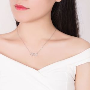 สร้อยคอจี้รูปอินฟินิตี้เงินแท้ 925 ประดับเพชรคิวบิกเซอร์โคเนีย 5A ผลิตภัณฑ์เครื่องประดับคุณภาพสูง - Product Image 4