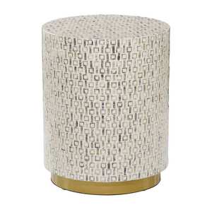 Tabourets en laiton avec base en forme de coquille incrustée de nacre naturelle, mosaïque de coquillages, table de chevet pour la décoration intérieure - Product Image 1