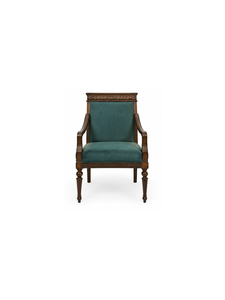 Sillón Tradicional de Madera con Tapicería Color Verde Azulado, Estructura de Madera Maciza, Silla Decorativa Hecha a Mano para Sala de Estar, Hogar, Hotel - Product Image 1