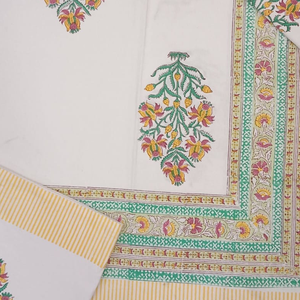 Premium Indian Artisanal Hand <b>Block</b> Printed Pure Cotton Classic Floral <b>Bed</b> Sheet Set King Size Soft Breathable Durable Hospital - Product Image 3