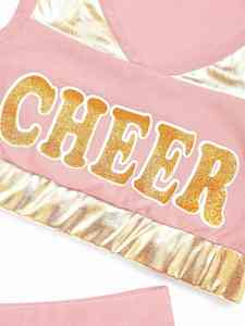 ชุดเต้นเชียร์ลีดเดอร์สำหรับผู้ใหญ่ ดีไซน์ใหม่จาก Solid Traders พิมพ์ลายตัวอักษร ตกแต่งด้วยผ้าปะติดปะต่อ ชุดยูนิฟอร์ม ผลิตจากโพลีเอสเตอร์ 100% - Product Image 3