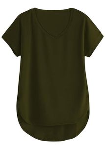 เสื้อคอวีทรงเข้ารูปผ้าโพลีเอสเตอร์เนื้อนุ่มระบายอากาศดี สีมาการอง แขนสั้น สไตล์ลำลองสดใสสำหรับฤดูร้อน - Product Image 3