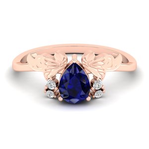 Anillos REYES de Lujo en Plata de Ley 925 con Zafiro Azul Corte Pera de 0.75Ct para Mujer, Joyería Elegante con Moissanita - Product Image 6