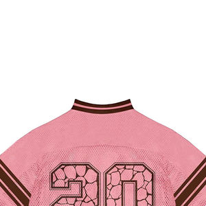 Maillot de football américain rose en mesh à manches courtes, col en V, respirant, imprimé par sublimation, numéro 20, unisexe adulte - Product Image 5