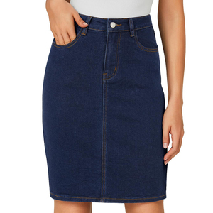 Women Skirt <b>Mini</b> Denim Design Regular Waist Slim Fit Knee Length Summer Breathable Casual Fashion Wear - Product Image 1