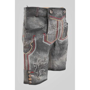 Pantalones cortos bávaros Lederhosen de cuero vacuno 100% genuino para hombre, transpirables, para el Oktoberfest. - Product Image 2