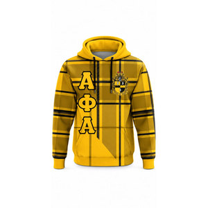 <b>Men's</b> <b>Black</b> Yellow Alpha Phi Alpha Greek Letter Hoodie Sublimation Print Pullover <b>Sweatshirt</b> With Pocket - Product Image 5