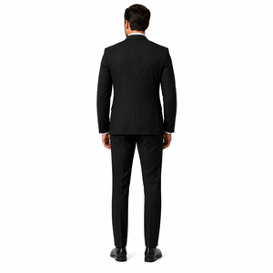 Costume d'affaires noir pour homme, style britannique, revers cranté, simple boutonnage, infroissable, coupe classique, mélange de laine, 3 pièces, pour adultes - Product Image 2