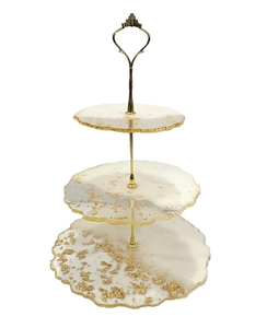Support à gâteau élégant et écologique en résine, 2 pièces, personnalisé, pour anniversaire, réception de mariage, service de desserts, boulangerie, restaurant - Product Image 1