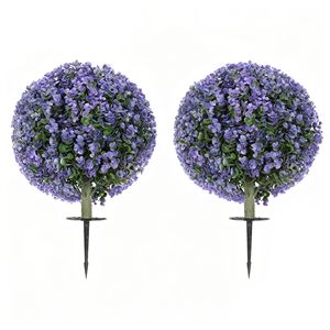 Confezione da 2, 0,4 m, Resistente ai raggi UV, Pianta Artificiale di Eucalipto a Sfera con Picchetto da Terra, per Interni ed Esterni, Finta Vegetazione di Qualità - Product Image 1