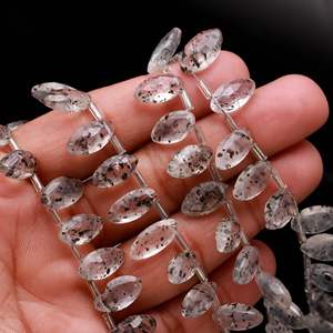 Cuentas facetadas de cuarzo natural con puntos, forma marquesa, perforadas lateralmente, 7x12-8x13MM, hilo para fabricación de joyas, a granel - Product Image 6