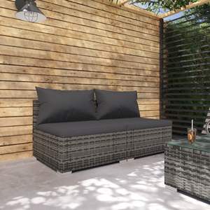 2 pezzi Set di mobili da giardino in Rattan grigio con cuscini - Product Image 1