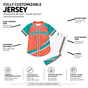 Ensemble de maillots de baseball de qualité supérieure à manches courtes 100% polyester respirant avec nom d'équipe imprimé pour adultes - Product Image 1