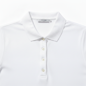 <b>Women's</b> <b>White</b> Cotton Pique <b>Polo</b> <b>Shirt</b> Short Sleeve Solid Casual Style Regular Length - Product Image 2