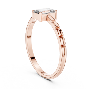 Emerald Cut Lab Created Moissanite Solitaire <b>Ring</b> Segmented Art Deco Band Rose Gold <b>Stainless</b> <b>Steel</b> GRA Certified <b>Ring</b> - Product Image 3