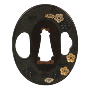 ทั๊งกันมีดญี่ปุ่นยุคเอโดะ ทองแดงแดงนาโนโกะ ประดับด้วยทองและเงิน ลายดอกไม้ ไม่มีตราประทับ - Product Image 2