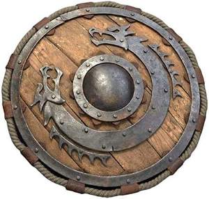 Bouclier Viking en bois brun médiéval fait à la main, bouclier rond de guerrier, décoration murale rustique nordique pour la maison ou le bureau - Product Image 2