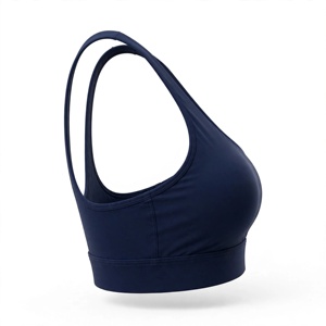 Sujetador deportivo azul real para mujer, sin aros, copa completa, espalda cruzada, de punto, de secado rápido, para todas las estaciones, estilo deportivo - Product Image 3