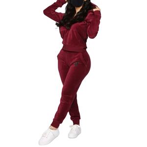 Logo personnalisé Sport décontracté coton velours survêtements fermeture éclair à capuche et survêtement femme Jogging survêtement ensemble velours costume femmes 2026 - Product Image 3