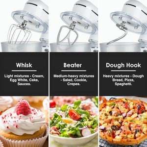 Robot pâtissier 5QT + 4.5QT avec deux bols, batteur à pétrir et fouet à œufs - Product Image 6