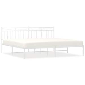 Base de Cama Rectangular Moderna de 76 x 80 Pulgadas, de Acero Blanco - Product Image 2