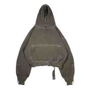 Diseño personalizado Crop Sudadera Fleece Retro Wash zip up Sudadera con capucha Algodón French Terry Street Style Oversize Sudadera con capucha - Product Image 2