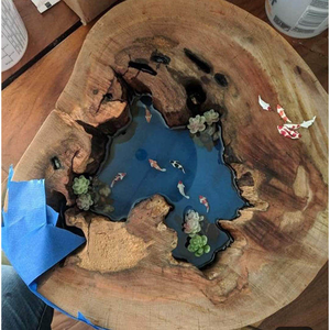 Table de salle à manger de luxe au design élégant en bois massif avec design rivière, table de restaurant, table en résine époxy, décoration intérieure - Product Image 2