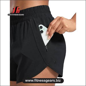 Shorts de sport respirants en polyester à taille mi-haute Dolphin pour femmes, séchage rapide, pour la course, l'entraînement et la gym – OEM/ODM JUST FITNESS GEARS - Product Image 3