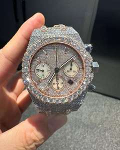 Reloj Cronógrafo de Cuarzo con Incrustaciones de Diamantes en Tono Oro Rosa, Esfera Cuadrada, Reloj de Pulsera de Lujo para Regalo y Exhibición - Product Image 4
