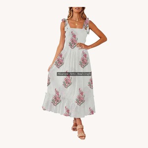 Magnifiques tuniques d'été décontractées en coton imprimées au bloc, pour femmes et jeunes filles, kurtis ethniques dessinés à la main pour mariages indiens - Product Image 3