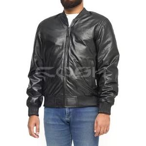 Veste en cuir perforé noir tendance avec bordure côtelée, fermeture éclair intégrale, vêtement d'extérieur d'hiver, fabricant de vêtements - Product Image 3