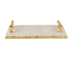 Plateau de service en marbre pour thé et café, avec poignée plaquée or, pour la maison ou le bureau, à prix abordable. - Product Image 6