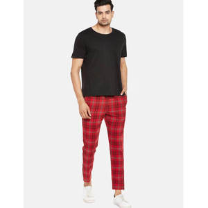 Pantalon de survêtement à carreaux rouges pour hommes, taille élastique, cordon de serrage, pantalon décontracté avec poches latérales, vêtements d'hiver - Product Image 3