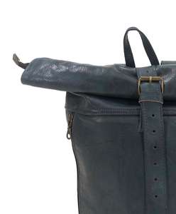 Minimalist Leather Roll Top <b>Backpack</b> Genuine Cowhide Laptop Bag Mens Travel Rucksack for Daily Commuting LTBP-0072 - Product Image 6